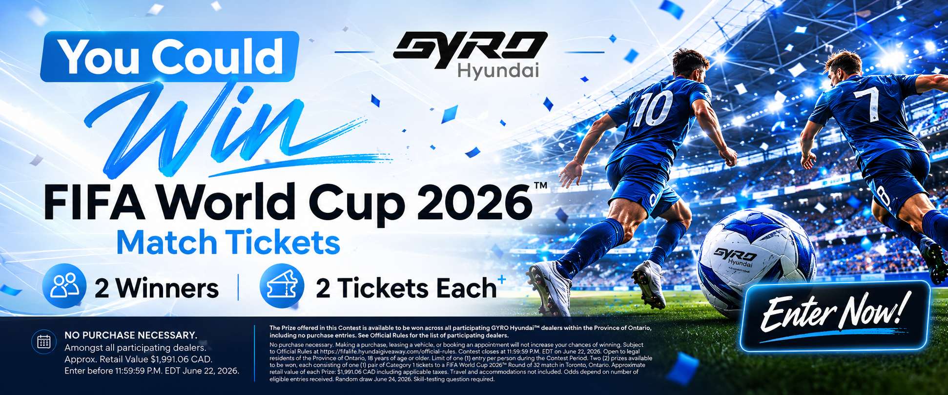 Gyro Hyundai is giving away FIFA tickets to 2 lucky winners in the GTA. FIFA Toronto. 