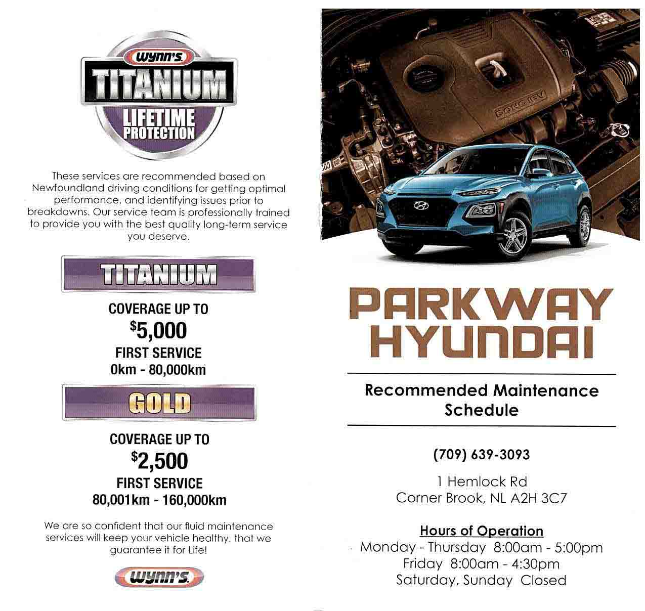 Brochure of service packages and maintenance schedules