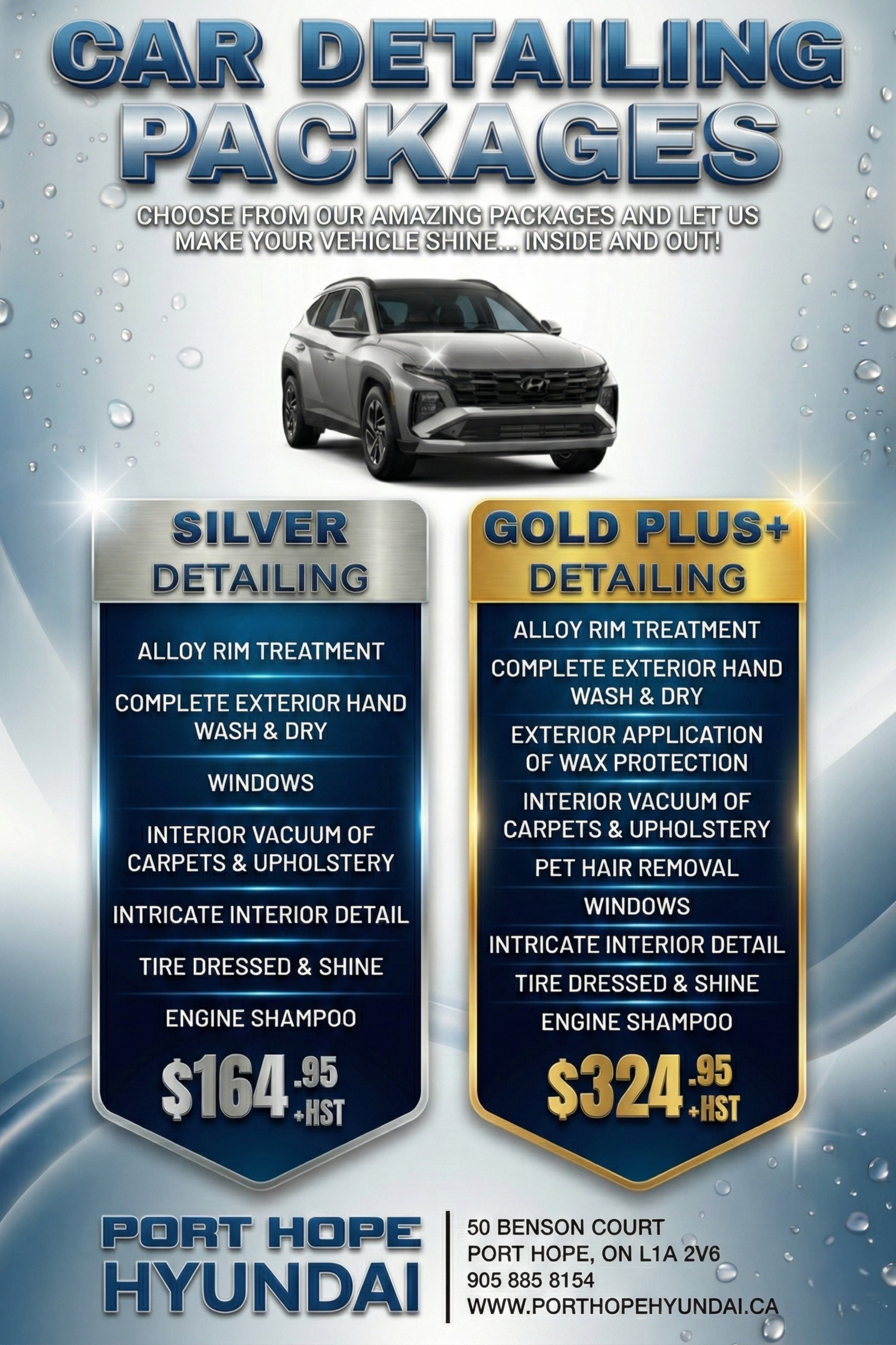 Port Hope Hyundai car detailing packages
