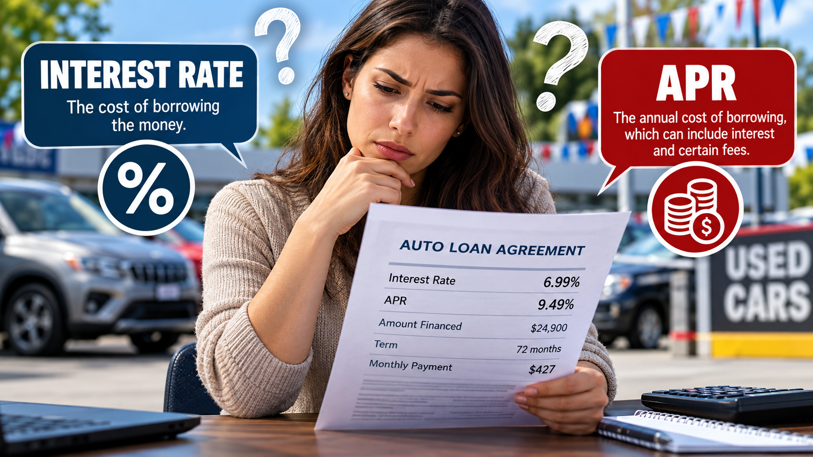 The interest rate tells you what borrowing the money costs. The APR can reveal a broader picture of the financing cost. Ontario car buyers should understand both before signing anything. Buying a vehicle is already a numbers game. Vehicle price, trade value, down payment, monthly or bi-weekly payment, loan term and financing rate can all compete for your attention at the same time. That is exactly why two little percentages can cause so much confusion: interest rate and APR. They may look almost identical on a financing agreement, but they do not necessarily mean the same thing. For drivers in Burlington, Hamilton, Oakville, Milton and communities across Southern Ontario, understanding the difference can help you compare auto loans more intelligently and avoid getting distracted by a payment that looks affordable while the overall borrowing cost tells a different story.