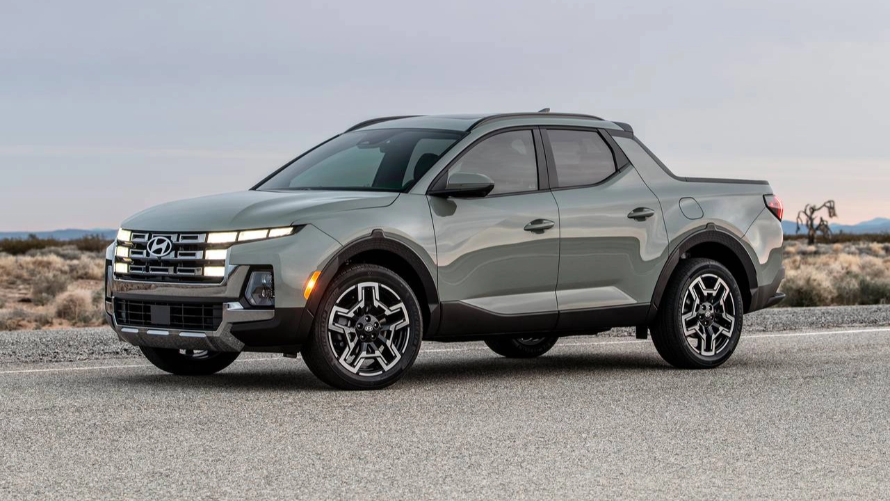 vue latérale avant d'un Hyundai Santa Cruz 2026