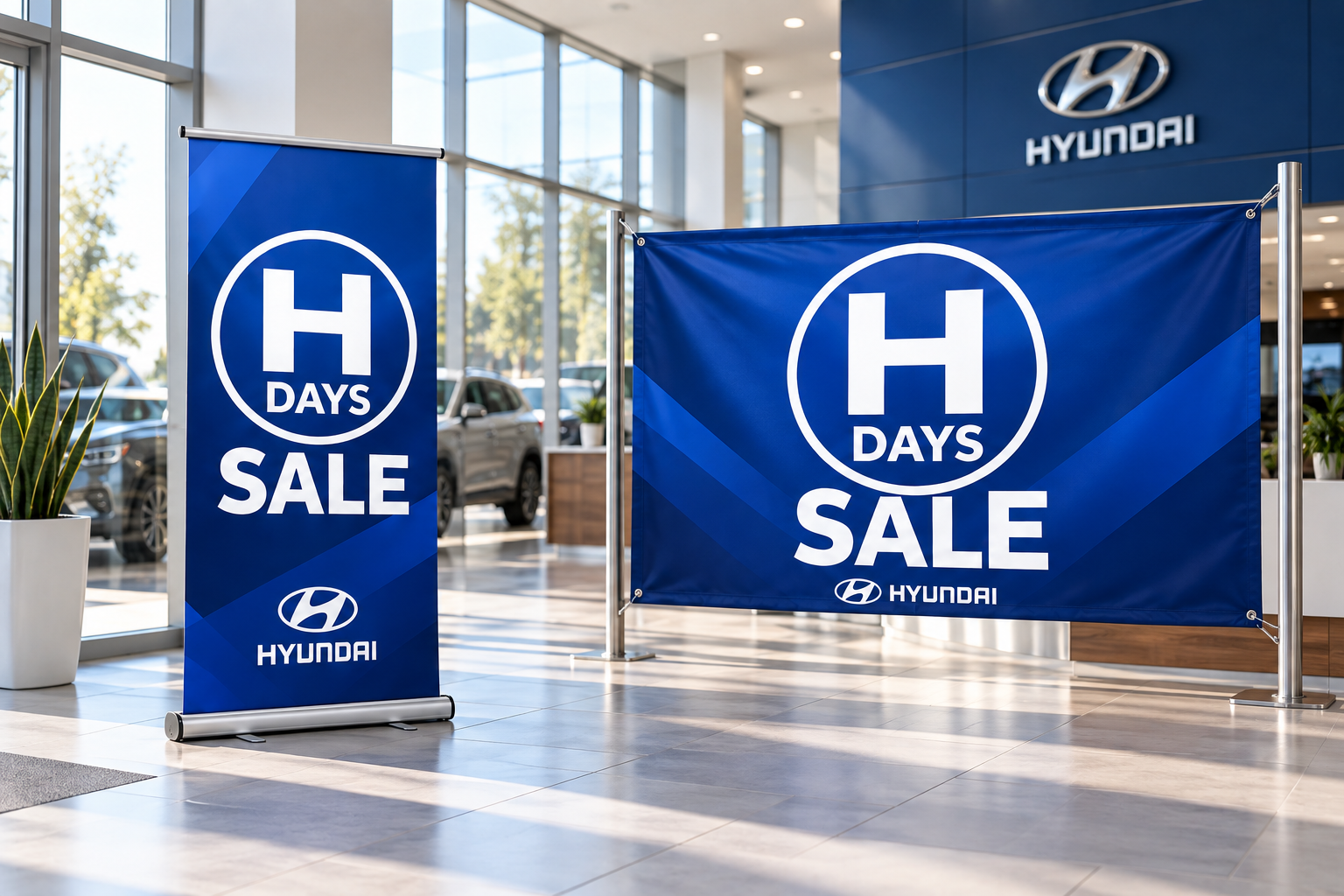 H Days Sale banners in the showroom